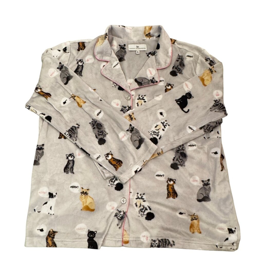 Karen Neuburger Cozy Cat Pajama Set | Soft Knit Sleepwear | XL - Picture 5 of 10